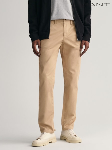 GANT Brown Slim Fit Cotton Twill Chino Trousers (436000) | €141