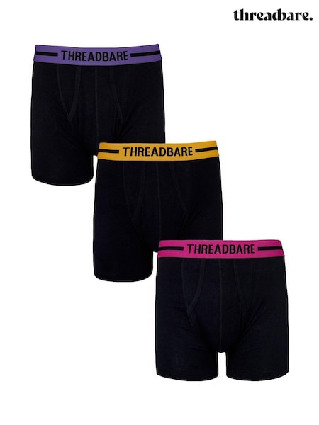 Mov/negru - Trunchiuri Threadbare A-Front 3 pachete (436093) | 134 LEI