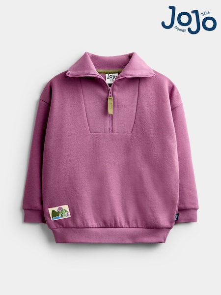 Μωβ λιλά - Jojo Maman Bébé Unisex Half Zip Sweat Tops