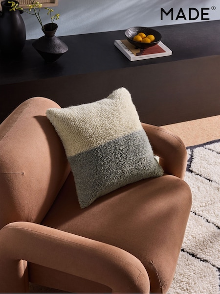 MADE.COM Grey/Blue Lori Tufted Berber Cushion (436359) | €34