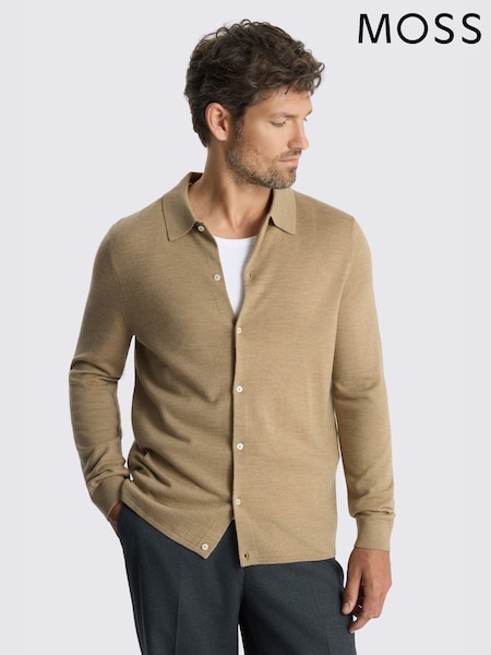 Бежево-коричневий - Regular Moss Merino-blend Shirt