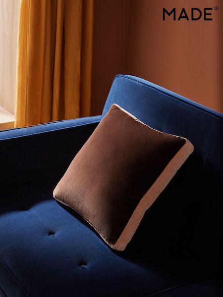 MADE.COM Brown Petra Cotton Velvet Boxy Cushion (436459) | €40