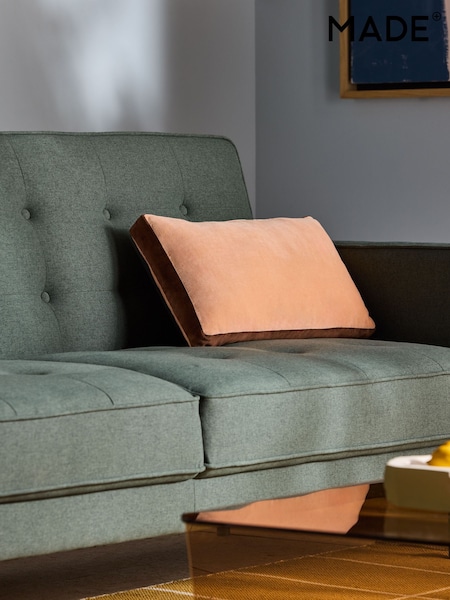 MADE.COM Peach Pink Petra Cotton Velvet Boxy Cushion (436485) | €34
