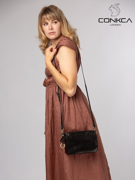 Negro - Conkca 'meadow' Leather Cross-body Bag