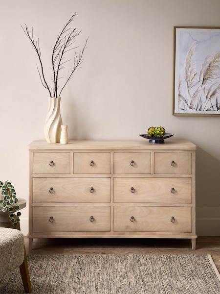 Light Natural Sadie Solid Mango Wood 8 Drawer Chest of Drawers (436553) | €1,050