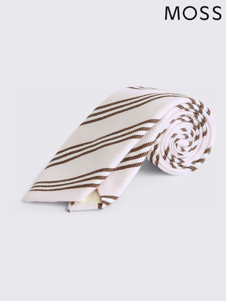 Ашық қызғылт және мыс - Regular Moss Italian Wool Blend Stripe Tie