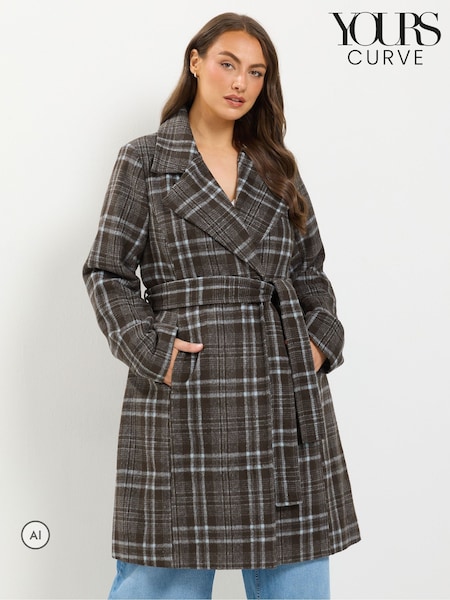 Brown - Yours Curve Longline Wrap Coat