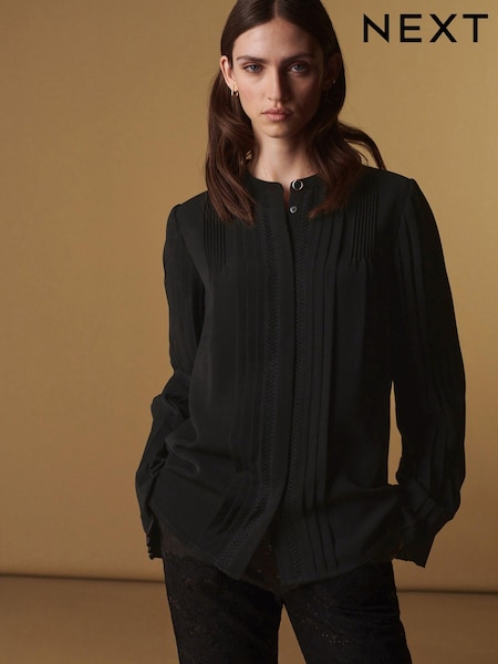 Schwarz - Premium Pintuck Long Sleeve Blouse (437191) | 11 €
