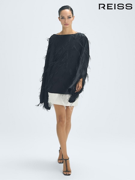 Reiss Cream Kirsten Feather Mini Skirt (437403) | €388