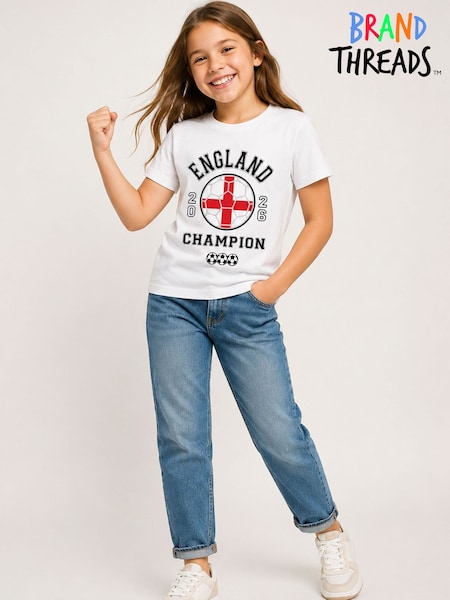 ホワイト - Brand Threads England Football T-shirt
