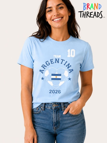 כחול  - Brand Threads Argentina Football T-shirt