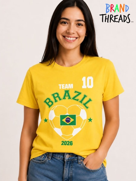 Yellow - Brand Threads Brazil Football T-shirt