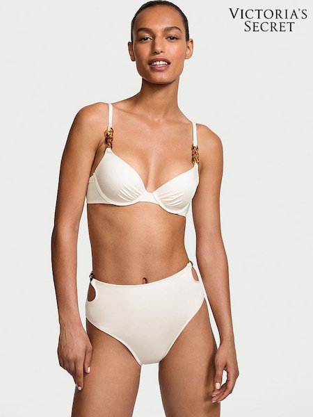 Victoria's Secret Coconut White Push Up Swim Chain Bikini Top (437742) | €25
