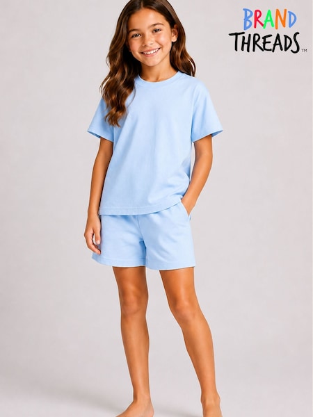 Blue - Brand Threads Essentials Short Pyjamas Set