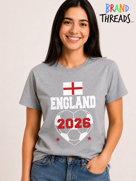 אפור - Brand Threads England Football T-shirt