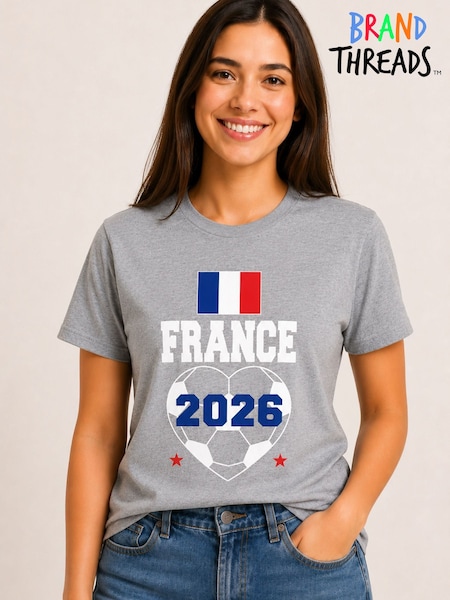 Grey - Brand Threads France Football T-shirt