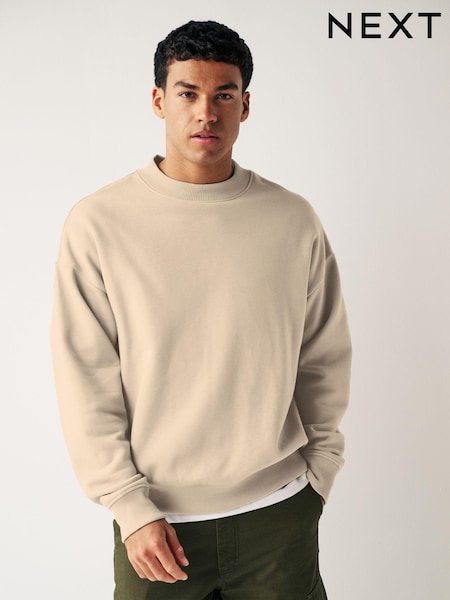 إكرو/أبيض - تلبيس واسع - Jersey Cotton Rich Crew Sweatshirt (438188) | ‏57 د.إ.‏