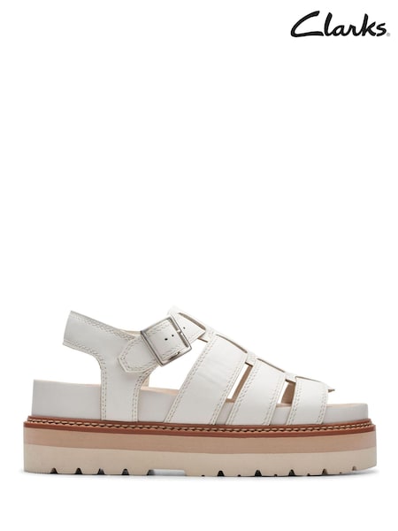 Valkoinen - Clarks Leather Orianna Twist Sandals (438609) | €142