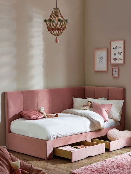 Soft Velvet Blush Kids Marlow Drawer Upholstered Frame (438955) | €875