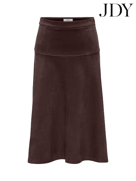 Коричневый - Jdy Chocolate Faux Suede A-line Midi Skirt