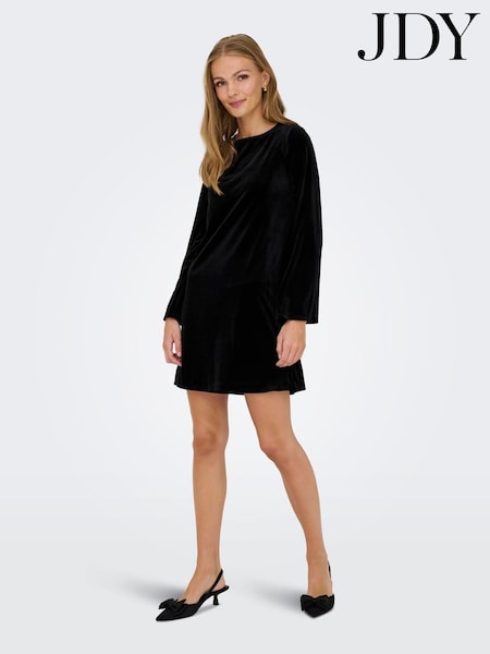 Černý - Jdy Long Sleeve Velvet Mini Dress With Satin Bow