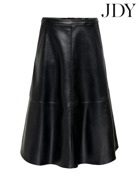 Noir - Jdy Faux Leather A-line Midi Skirt