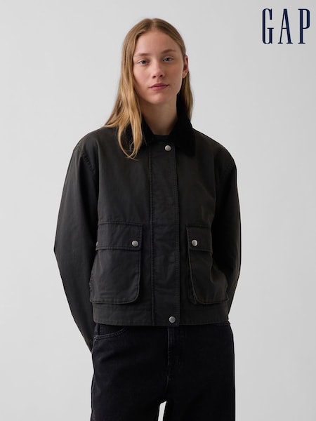 Black - Gap Waxed Canvas Barn Jacket