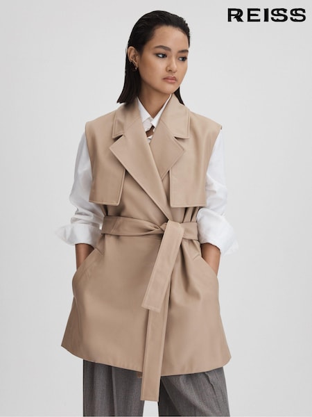Reiss Everley Leather Double Breasted Gilet (439547) | €713