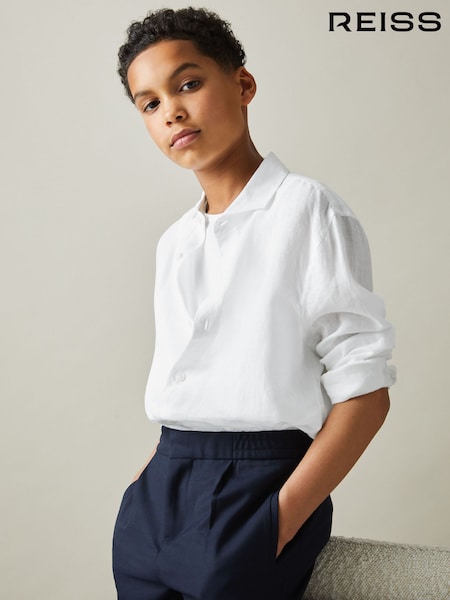 Reiss White Ruban 3-9 yrs Striped Linen Cutaway Collar Shirt (439913) | €50
