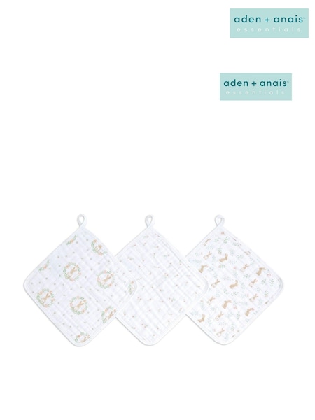 aden + anais Pink Essentials 100% Cotton Muslin Bunnies Washcloths 3 Pack (440040) | €13