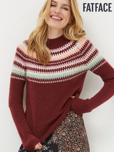FatFace Red Bea Yoke Fairisle Jumper (440156) | €35