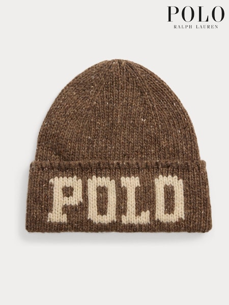 Brown - Regular Polo Ralph Lauren Wool Blend Polo Beanie