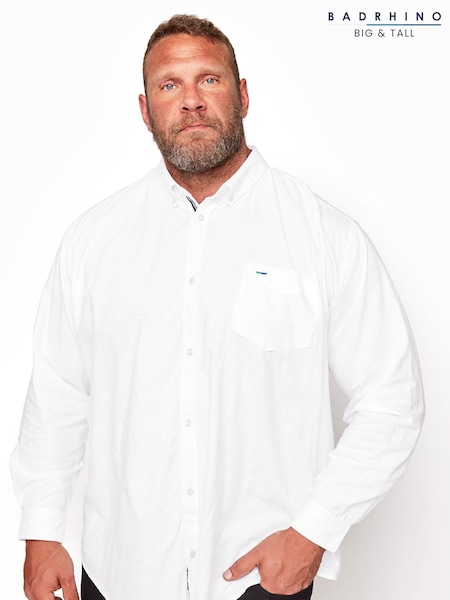 BadRhino Big & Tall White Long Sleeve 100% Cotton Oxford Shirt (440524) | €34