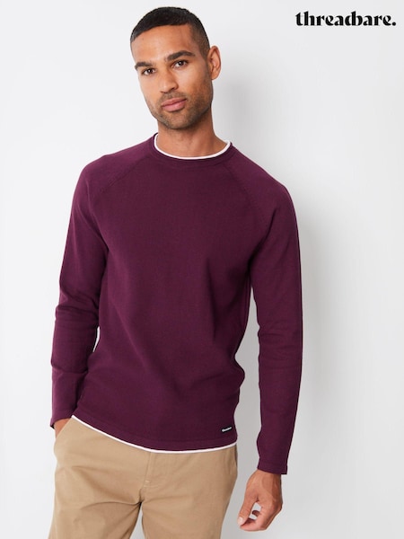 Roșu vișiniu - Jumper Threadbare Crew Gate Cu Mock Tricou (440799) | 179 LEI