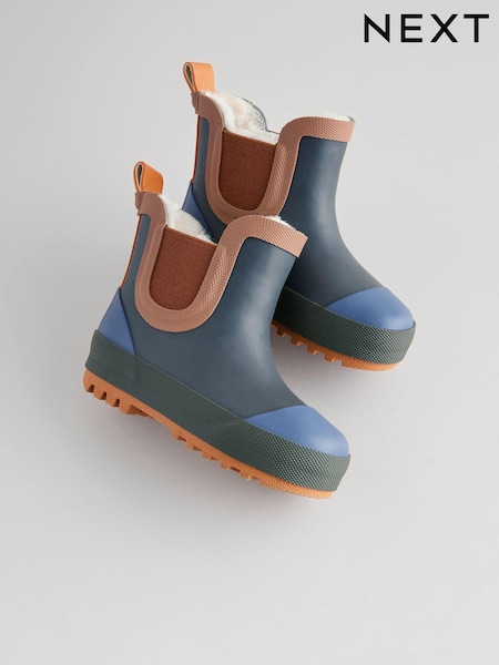Navy Colourblock Warm Lined Ankle Wellies (441626) | €9 - €11