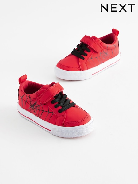 Red Wide Fit (G) Spiderman Touch Fastening Elastic Lace Trainers (441677) | €10 - €12