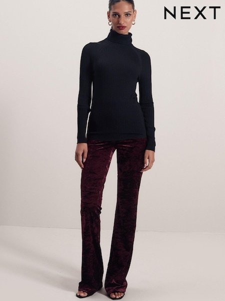 Berry Red Velvet Flare Trousers (441884) | €21