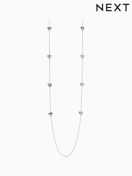 Silver ton - Heart Long Rope Necklace (441902) | kr160