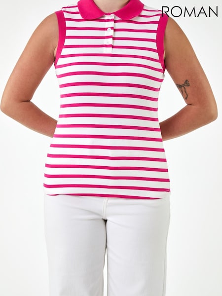 Rozo - Roman Stripe Collar Vest Top