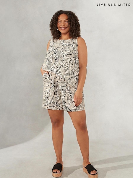 Live Unlimited Curve Palm Print Textured Brown Vest Top (442279) | €24
