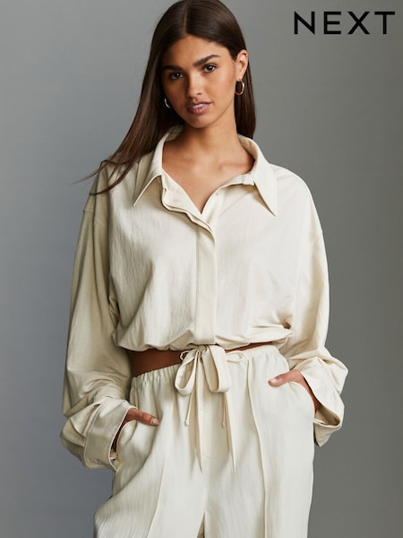 Ecru Relaxed Fit Drawstring Hem Shirt (442453) | €21