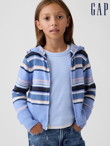 Blue/Pink Stripe - Gap Cashsoft Zip-up Knitted Hoodie (4-13yrs)