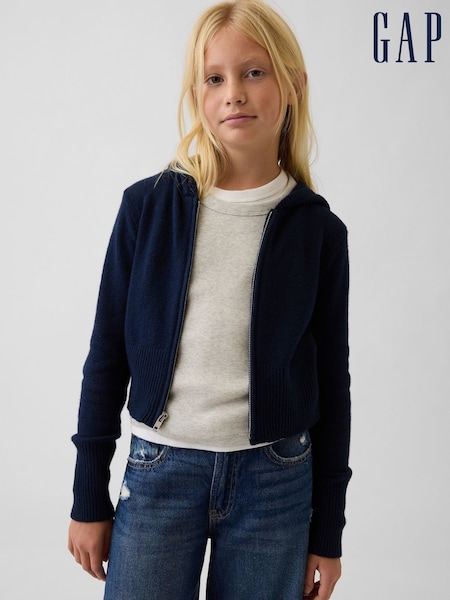 Navy - Gap Cashsoft Zip-up Knitted Hoodie (4-13yrs)