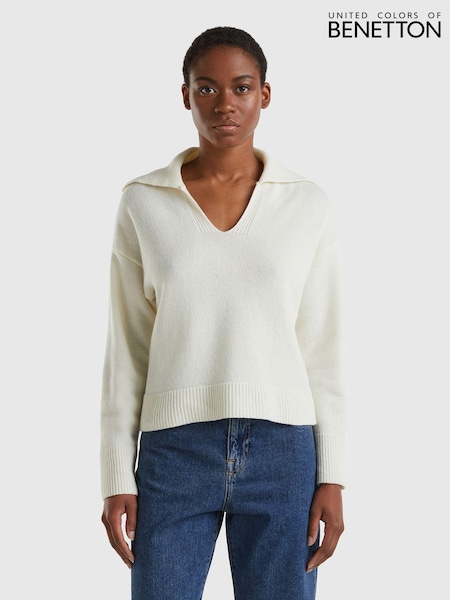 Benetton Oversized Wool Blend Collar Jumper (442730) | €51