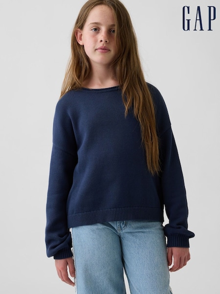 Blue - Gap Oversized Rolled Neck Jumper (4-13yrs)