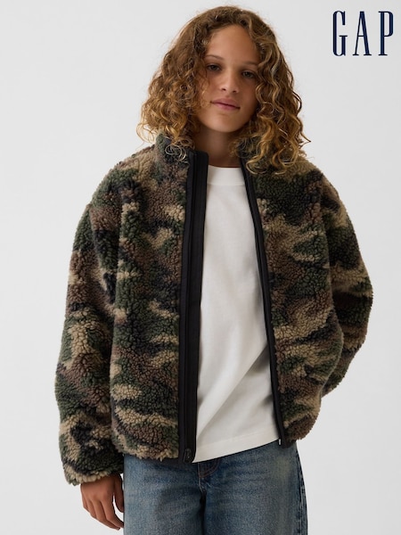 Green Camo - Gap Sherpa Relaxed Camo Zip-up Fleece (4-13yrs)