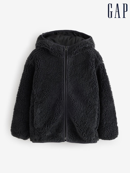 Black - Gap Sherpa Zip-up Hooded Fleece (4-13yrs)
