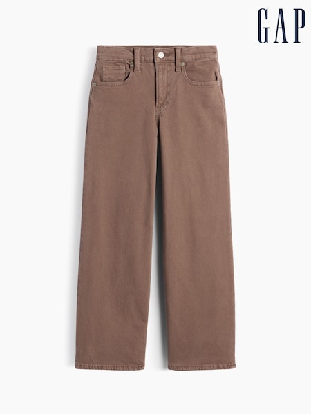 Light Brown - Gap Low Rise Stride Bow Pocket Wide-leg Jeans (5-13yrs)