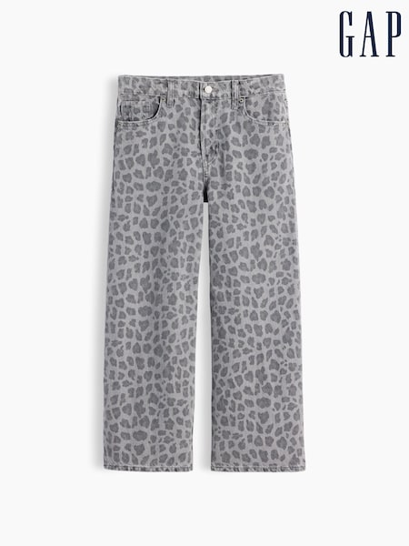 Grey Leopard - Gap Low Rise Stride Bow Pocket Wide-leg Jeans (5-13yrs)