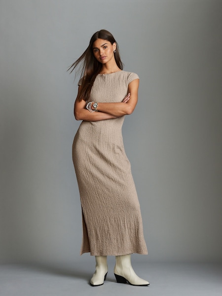 Stone Short Sleeve Textured Column Jersey Dress (443475) | €15